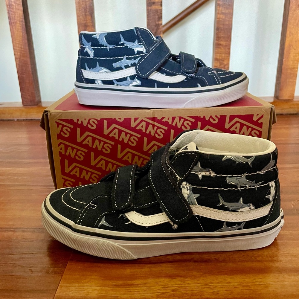Vans Youth Size 3.0 Sk-8-Mid Reissue V “Into The Blue” (Shark Blue color) EUC